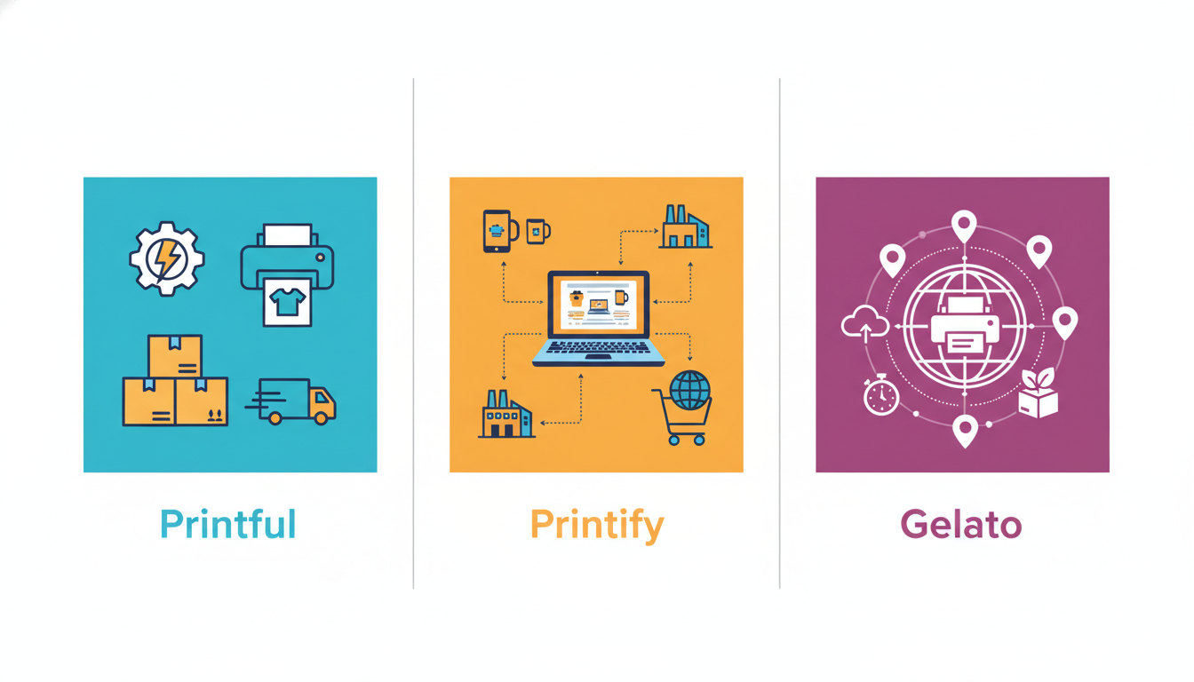 Illustration for Printful vs Printify vs Gelato: Which POD Platform Is Right for You?