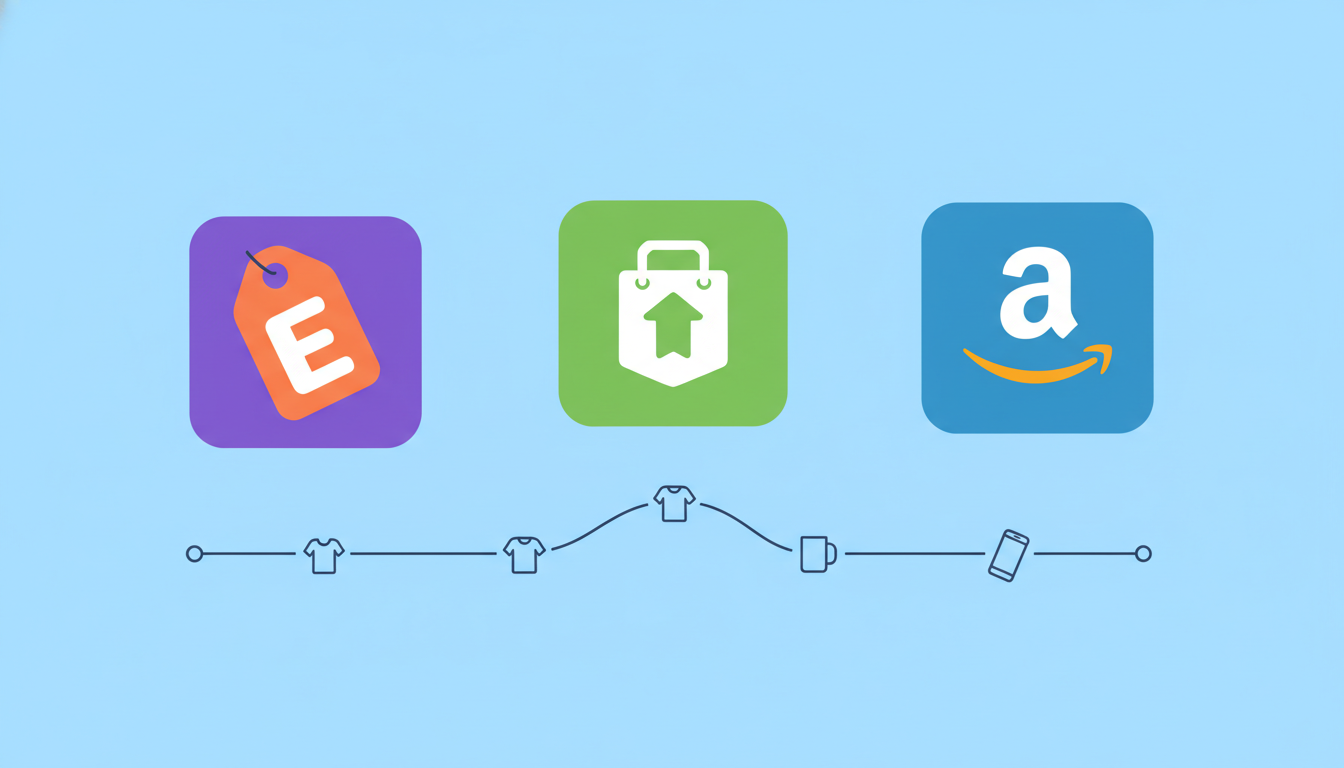 Illustration for Where to Sell Print on Demand: Etsy vs Shopify vs Amazon