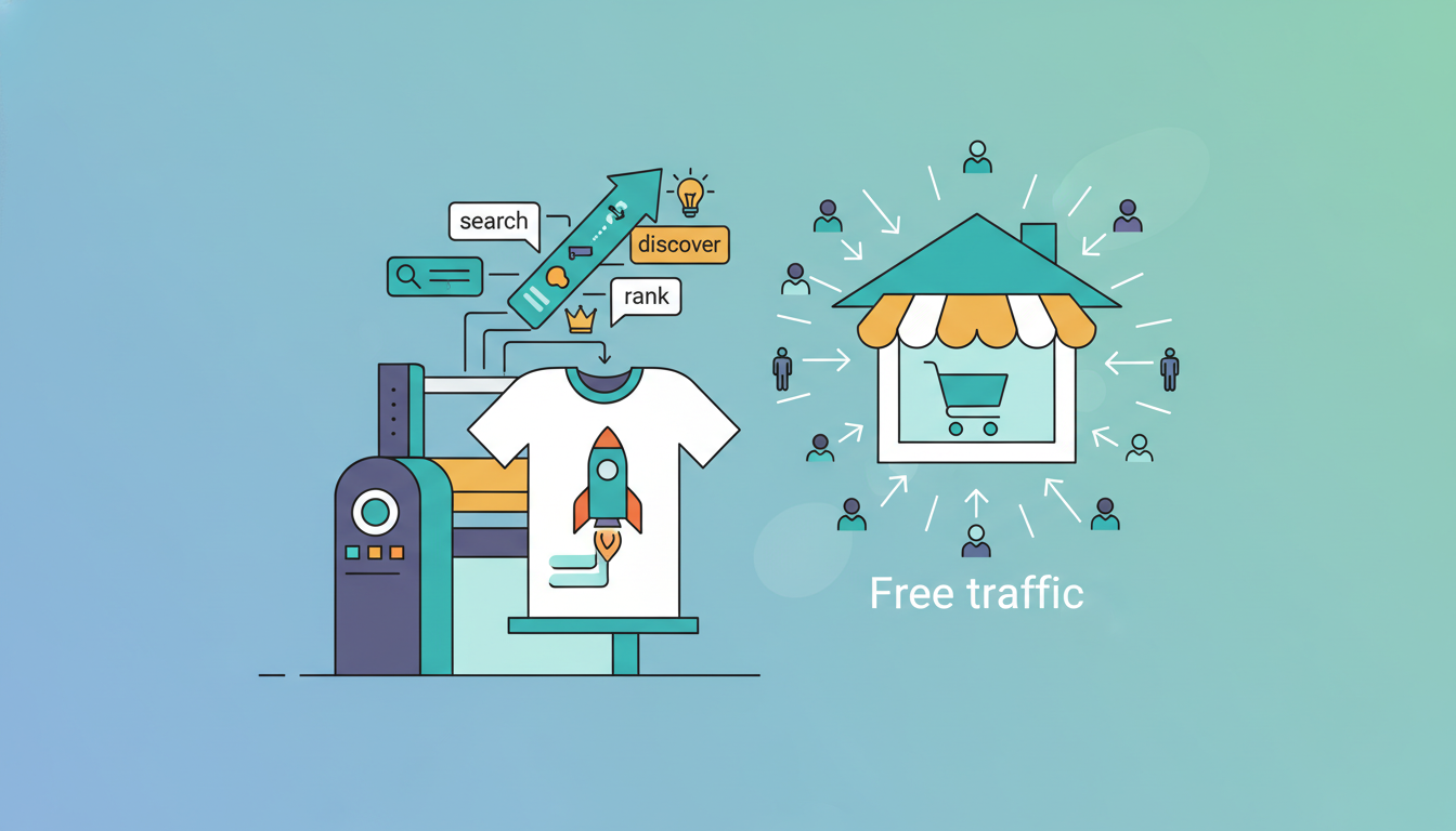 Illustration for Print on Demand SEO: How to Get Free Traffic to Your POD Store