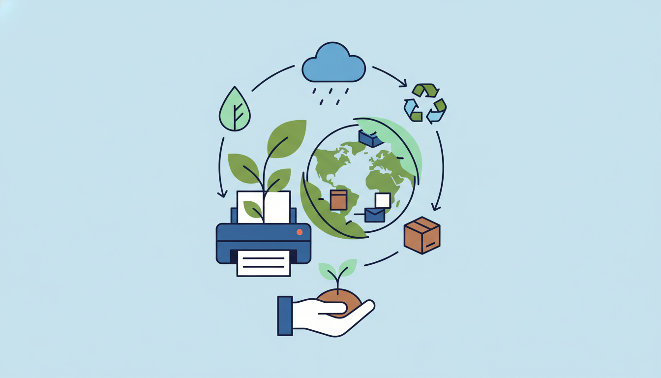 Illustration for Sustainable Print on Demand: Eco-Friendly Products & Suppliers
